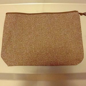 Thirty-one Brown and white polka dot zipper pouch